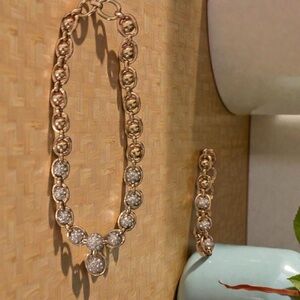 Faux Gold and Rhinestone Spheres Bracelet Set